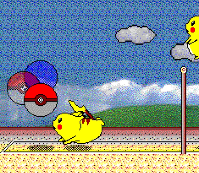 Pikachu posizionato dietro la palla in difesa
